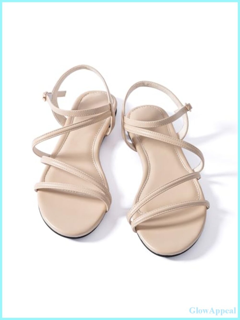 Strappy Flat Sandals for Women Faux Leather Gladiator Summer Ankle Strap Comfort
